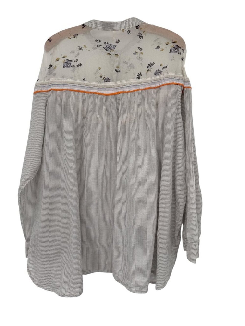 Free People Hearts and Colors Top Tunic Gray Floral Cotton size large pockets - Picture 4 of 8